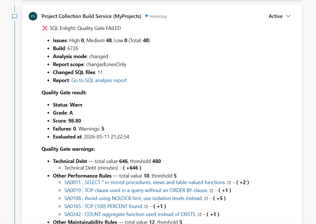Pull request summary comment
